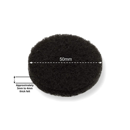 Felt Pads - Dark Brown Self Adhesive Stick on Felt - Round 50mm Diameter - Made in Germany