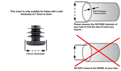 Round Tube Inserts 15mm Black | Made in Germany | Keay Vital Parts - Keay Vital Parts