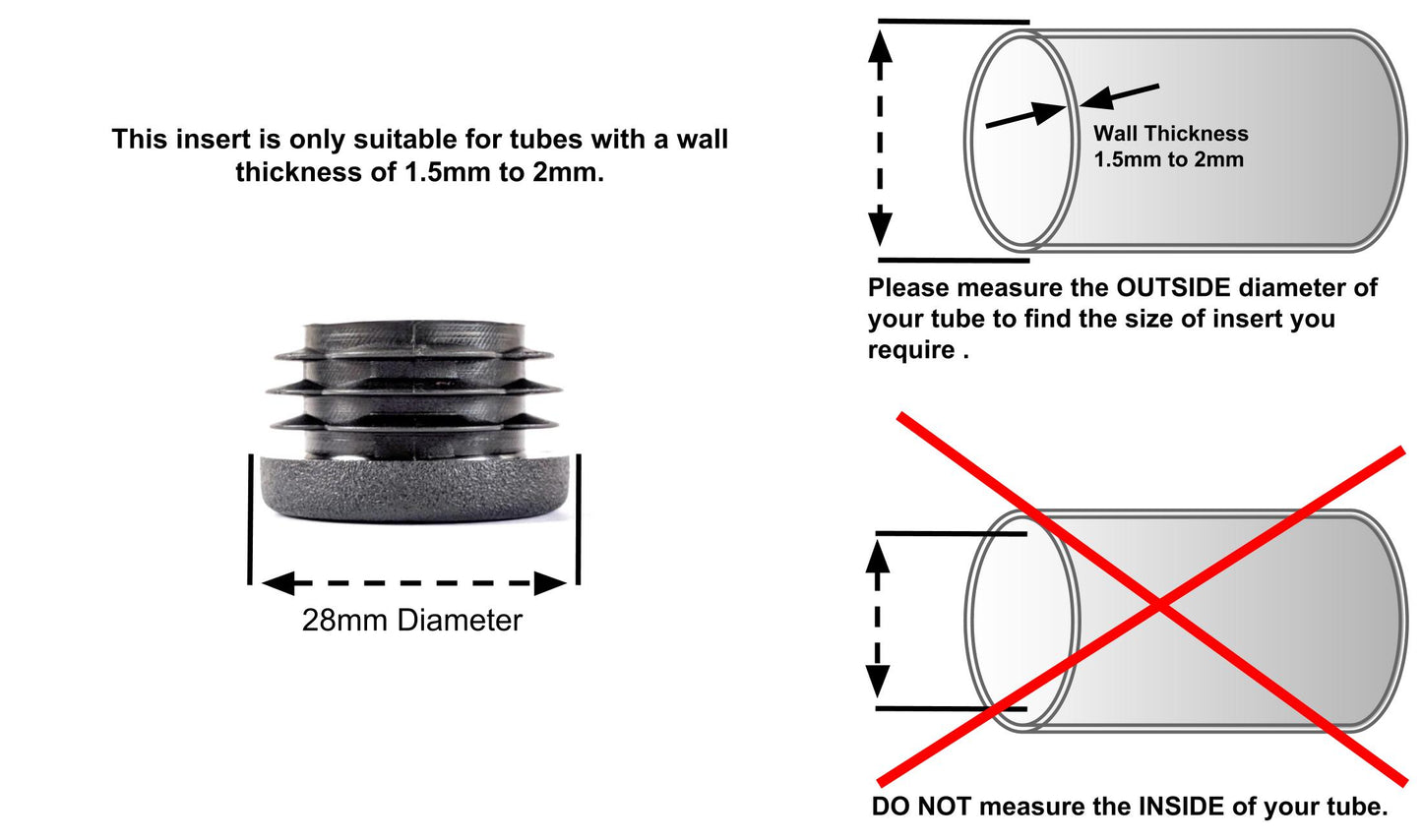 Round Tube Inserts 28mm Black | Made in Germany | Keay Vital Parts - Keay Vital Parts