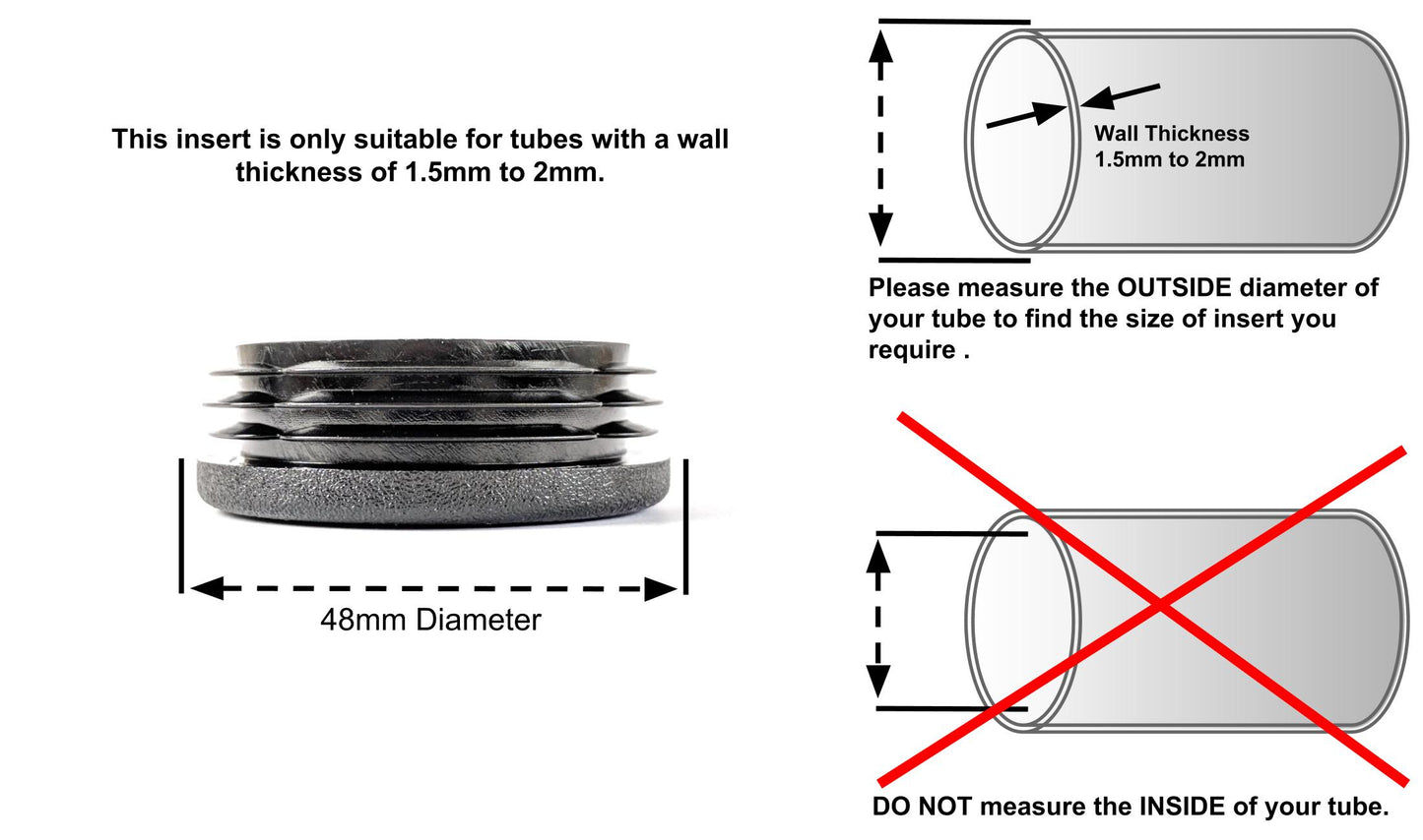 Round Tube Inserts 48mm Black | Made in Germany | Keay Vital Parts - Keay Vital Parts
