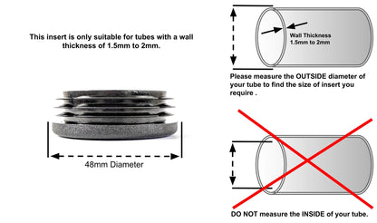 Round Tube Inserts 48mm Black | Made in Germany | Keay Vital Parts - Keay Vital Parts