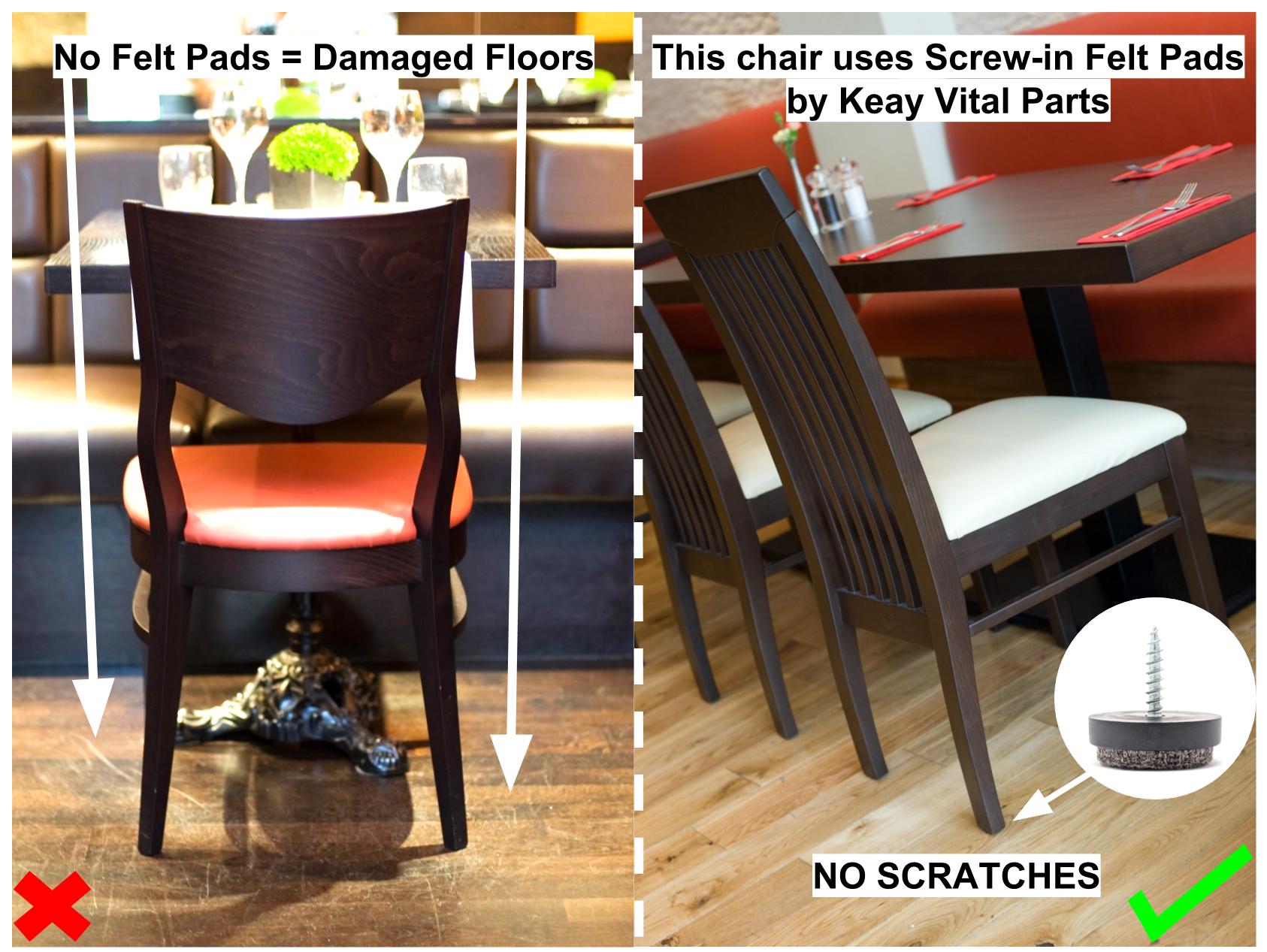 Felt Furniture Pads 28mm Screw On Brown | Made in Germany | Keay Vital Parts - Keay Vital Parts